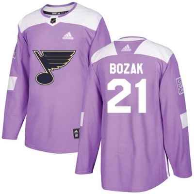 Adidas St. Louis Blues #21 Tyler Bozak Purple Authentic Fights Cancer Stitched NHL Jersey